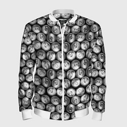 Бомбер мужской Жестяные банки - вид сверху - паттерн, цвет: 3D-белый