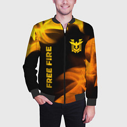 Бомбер мужской Free Fire - gold gradient: надпись, символ, цвет: 3D-черный — фото 2