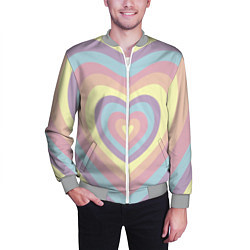 Бомбер мужской Сердца пастельные оттенки, цвет: 3D-меланж — фото 2