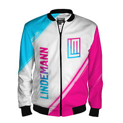 Бомбер мужской Lindemann neon gradient style: надпись, символ, цвет: 3D-черный