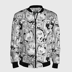 Бомбер мужской Anime hentai ahegao, цвет: 3D-черный