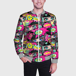 Бомбер мужской Глаза аниме-девушки: cool pattern, цвет: 3D-меланж — фото 2