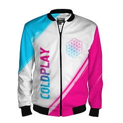 Бомбер мужской Coldplay neon gradient style: надпись, символ, цвет: 3D-черный