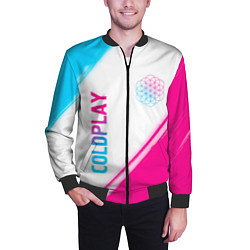 Бомбер мужской Coldplay neon gradient style: надпись, символ, цвет: 3D-черный — фото 2