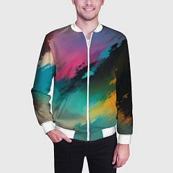 Бомбер мужской Абстрактный туман, цвет: 3D-белый — фото 2