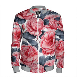 Бомбер мужской Цветы и бутоны розы - паттерн, цвет: 3D-меланж