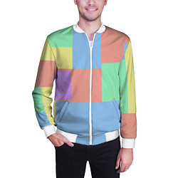 Бомбер мужской Разноцветные квадраты и прямоугольники, цвет: 3D-белый — фото 2