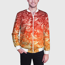 Бомбер мужской Огненная татуировка с элементами дракона, цвет: 3D-белый — фото 2