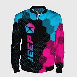 Бомбер мужской Jeep - neon gradient: по-вертикали, цвет: 3D-черный
