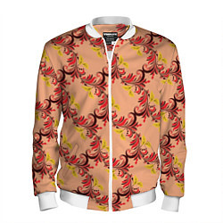 Бомбер мужской Абстрактный винтажный растительный орнамент, цвет: 3D-белый