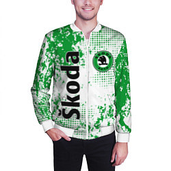 Бомбер мужской Skoda auto logo, цвет: 3D-белый — фото 2