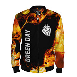 Бомбер мужской Green Day и пылающий огонь, цвет: 3D-черный