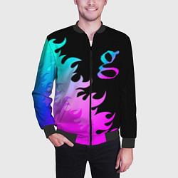 Бомбер мужской Garbage неоновый огонь, цвет: 3D-черный — фото 2