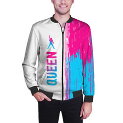 Бомбер мужской Queen neon gradient style: по-вертикали, цвет: 3D-черный — фото 2