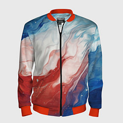 Мужской бомбер Белый синий красный