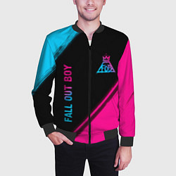 Бомбер мужской Fall Out Boy - neon gradient: надпись, символ, цвет: 3D-черный — фото 2