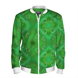 Бомбер мужской Зеленый орнамент, цвет: 3D-белый