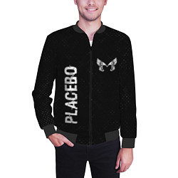 Бомбер мужской Placebo glitch на темном фоне: надпись, символ, цвет: 3D-черный — фото 2