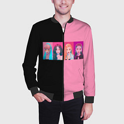 Бомбер мужской Группа Black pink на черно-розовом фоне, цвет: 3D-черный — фото 2