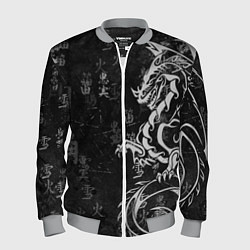 Бомбер мужской White dragon - grunge, цвет: 3D-меланж