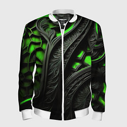 Бомбер мужской Green black abstract, цвет: 3D-белый