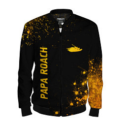 Бомбер мужской Papa Roach - gold gradient: надпись, символ, цвет: 3D-черный