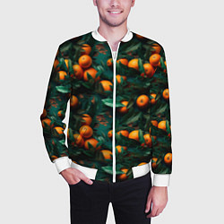 Бомбер мужской Яркие апельсины, цвет: 3D-белый — фото 2