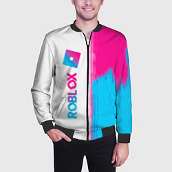 Бомбер мужской Roblox neon gradient style: по-вертикали, цвет: 3D-черный — фото 2