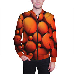 Бомбер мужской Оранжевы е круглые плиты, цвет: 3D-красный — фото 2
