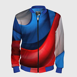 Мужской бомбер Абстракция белый синий красный