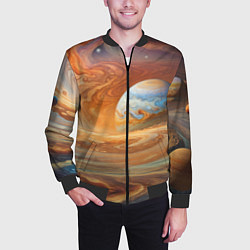 Бомбер мужской Буря в космосе, цвет: 3D-черный — фото 2