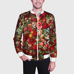Бомбер мужской Платок цветочный узор, цвет: 3D-белый — фото 2