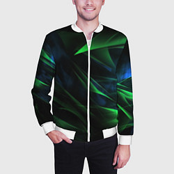 Бомбер мужской Dark green background, цвет: 3D-белый — фото 2