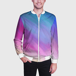 Бомбер мужской Абстрактная текстура акварельного градиента, цвет: 3D-белый — фото 2