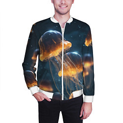 Бомбер мужской Люминисцентные медузы, цвет: 3D-белый — фото 2