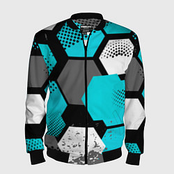 Бомбер мужской Шестиугольники абстрактный фон, цвет: 3D-черный