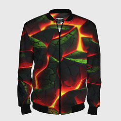 Бомбер мужской Зеленые плиты и лава, цвет: 3D-черный