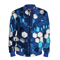 Бомбер мужской Cyber hexagon Blue, цвет: 3D-синий