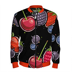Бомбер мужской Плоды и ягоды, цвет: 3D-красный