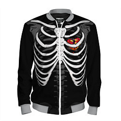 Бомбер мужской Скелет: ребра с разбитым сердцем, цвет: 3D-меланж