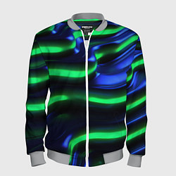 Бомбер мужской Green blue lines, цвет: 3D-меланж