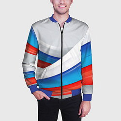 Бомбер мужской Российские флаги, цвет: 3D-синий — фото 2