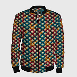 Бомбер мужской Вязанная цветная текстура, цвет: 3D-черный
