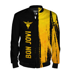 Бомбер мужской Bon Jovi - gold gradient: по-вертикали, цвет: 3D-черный