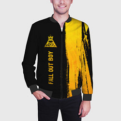 Бомбер мужской Fall Out Boy - gold gradient: по-вертикали, цвет: 3D-черный — фото 2