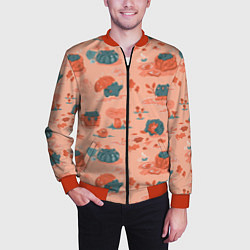 Бомбер мужской Осенние лягушки, цвет: 3D-красный — фото 2