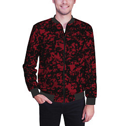 Бомбер мужской Красно-чёрная пятнистая текстура, цвет: 3D-черный — фото 2
