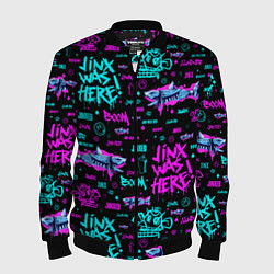 Бомбер мужской Jinx Arcane pattern neon, цвет: 3D-черный