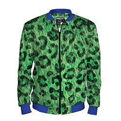 Бомбер мужской Зелёный леопард паттерн, цвет: 3D-синий