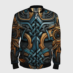 Бомбер мужской Асимметричный узор в скандинавском стиле, цвет: 3D-черный
